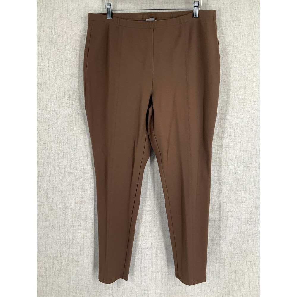 J Jill Stretch Brown Pull On Pants Womens Size L Casual Everyday Office Capsule